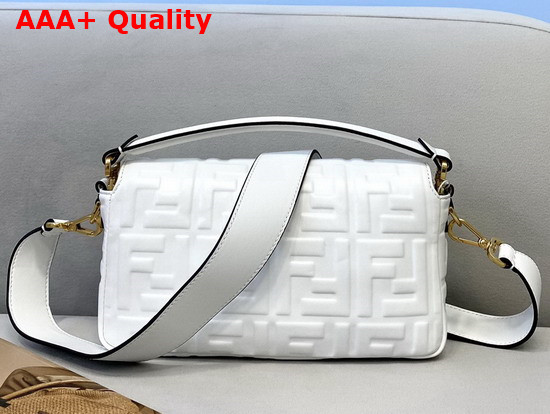 Fendi Baguette White Nappa Leather FF Bag Replica