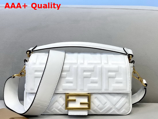 Fendi Baguette White Nappa Leather FF Bag Replica