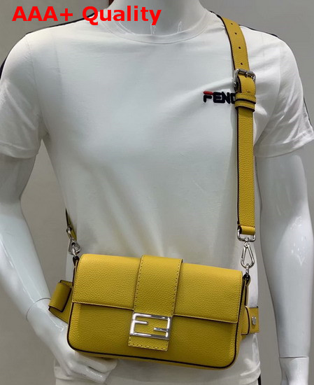 Fendi Baguette Yellow Leather Bag Replica