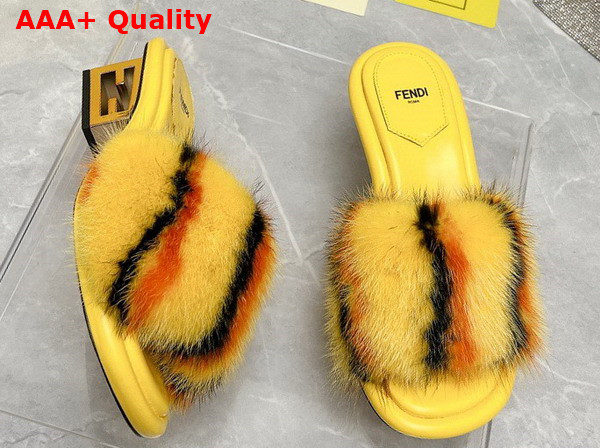 Fendi Baguette Yellow Mink Slides Replica