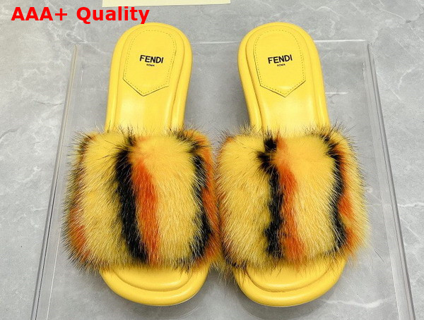 Fendi Baguette Yellow Mink Slides Replica