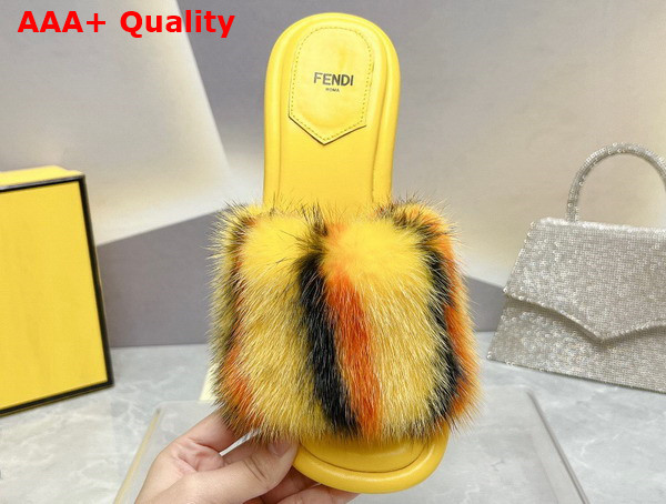 Fendi Baguette Yellow Mink Slides Replica