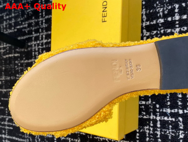 Fendi Baguette Yellow Shearling Slides Replica