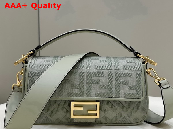 Fendi Baguette in Light Green Canvas with FF Embroidery Replica