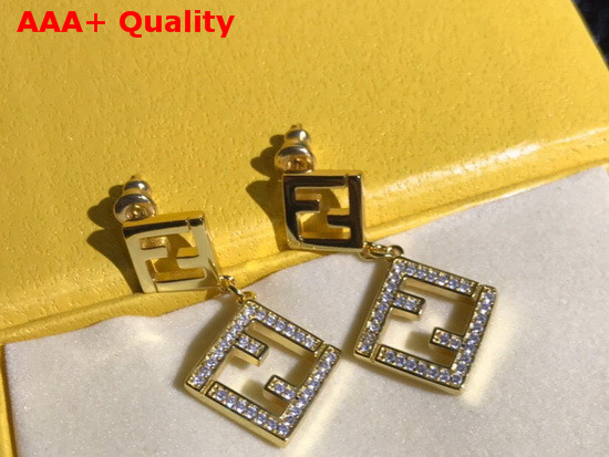 Fendi Baugette Earrings in Gold with Diamonds Replica