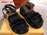 Fendi Beach Sandal in Black Patent Leather and Glazed Fabric Replica