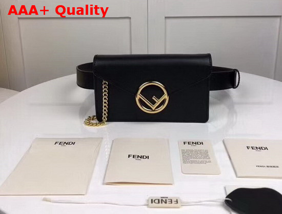 Fendi Belt Bag in Black Leather with New Fendi Logo Clasp Replica