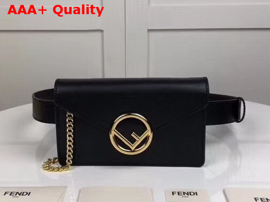 Fendi Belt Bag in Black Leather with New Fendi Logo Clasp Replica