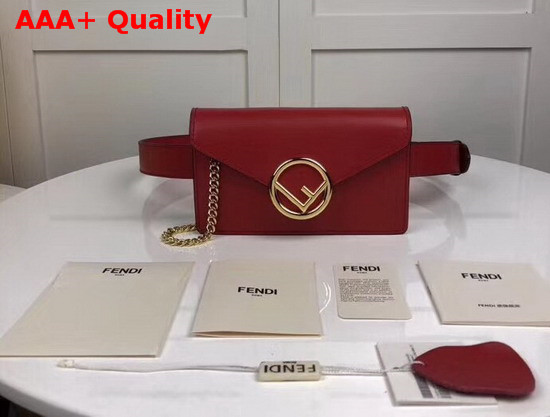 Fendi Belt Bag in Red Leather with New Fendi Logo Clasp Replica