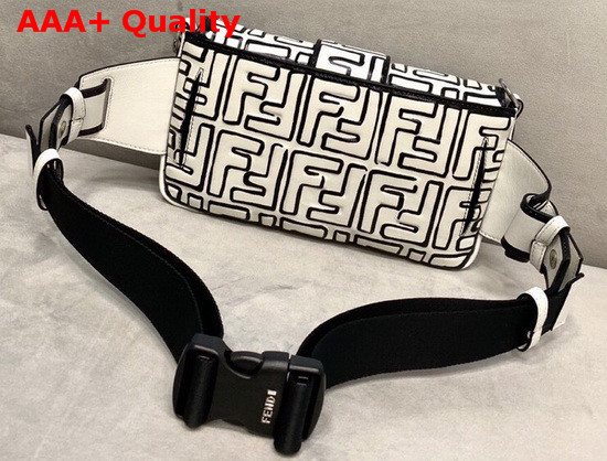 Fendi Belt Baguette Bag in White Nappa Lamb Leather with Embossed FF Motif Replica