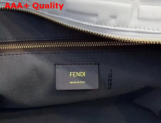 Fendi Big Boston Bag in White Lambskin with an All Over FF Motif Replica