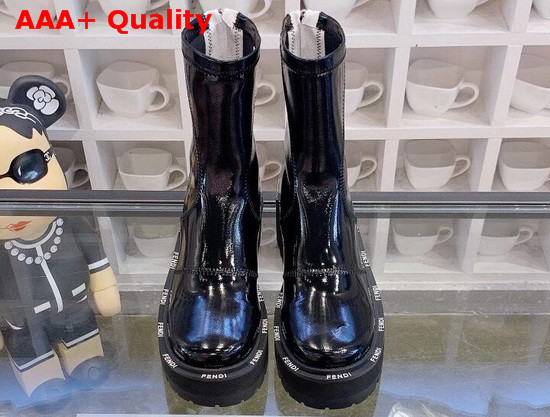 Fendi Biker Boots Glossy Black Neoprene Biker Boots Replica