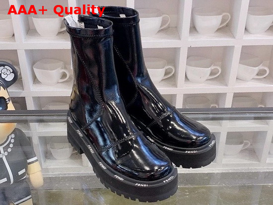 Fendi Biker Boots Glossy Black Neoprene Biker Boots Replica