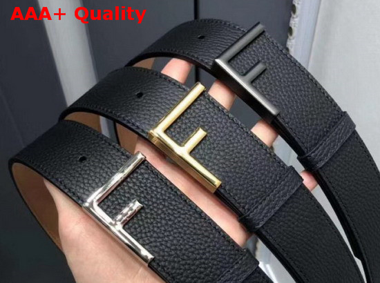 Fendi Black Leather Belt with Gold F Shape Buckle Replica