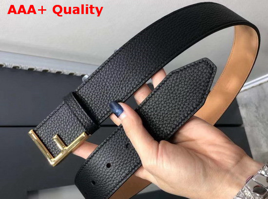 Fendi Black Leather Belt with Gold F Shape Buckle Replica