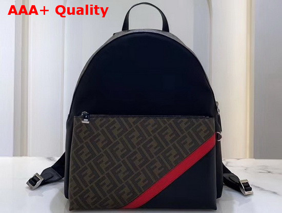 Fendi Black Nylon and Canvas Backpack for Men Replica