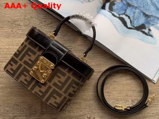 Fendi Box Shoulder Bag Glazed Fabric with FF Motif Replica