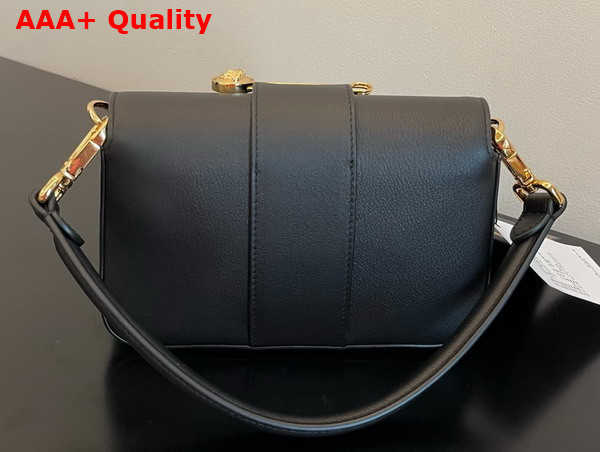 Fendi Brooch Mini Baguette Fendace Black Leather Bag Replica