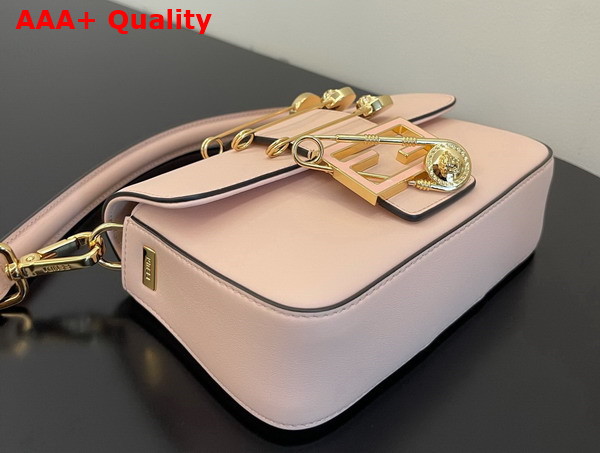 Fendi Brooch Mini Baguette Fendace Pink Leather Bag Replica