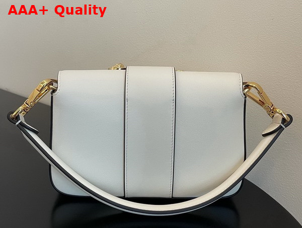 Fendi Brooch Mini Baguette Fendace White Leather Bag Replica