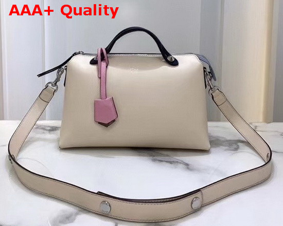 Fendi By The Way Medium Beige Leather Boston Bag Replica