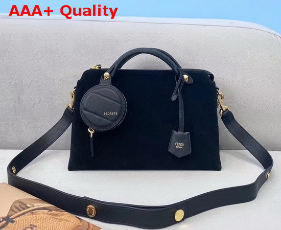 Fendi By The Way Medium Black Suede Leather Boston Bag Replica