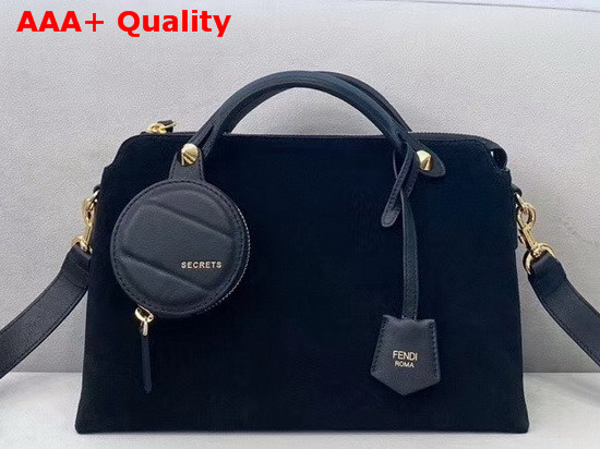 Fendi By The Way Medium Black Suede Leather Boston Bag Replica