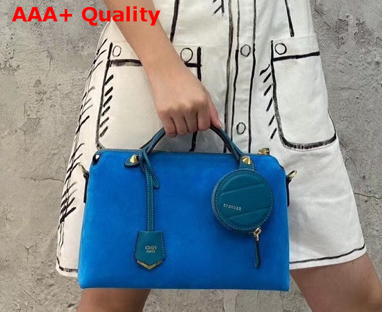 Fendi By The Way Medium Blue Suede Leather Boston Bag Replica