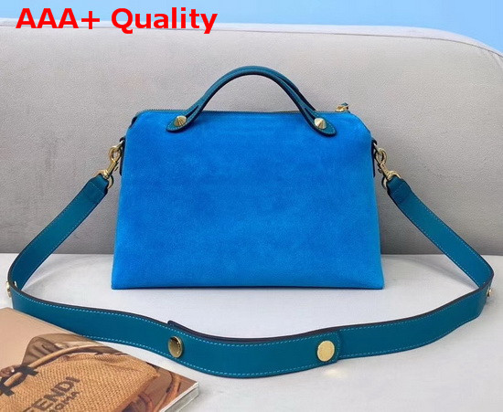 Fendi By The Way Medium Blue Suede Leather Boston Bag Replica