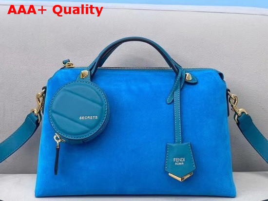 Fendi By The Way Medium Blue Suede Leather Boston Bag Replica