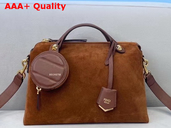 Fendi By The Way Medium Brown Suede Leather Boston Bag Replica