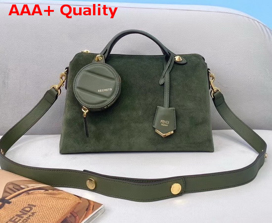 Fendi By The Way Medium Green Suede Leather Boston Bag Replica