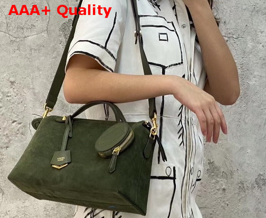 Fendi By The Way Medium Green Suede Leather Boston Bag Replica