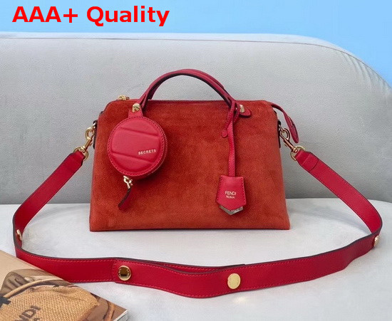 Fendi By The Way Medium Red Suede Leather Boston Bag Replica