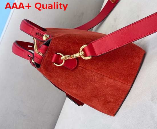 Fendi By The Way Medium Red Suede Leather Boston Bag Replica