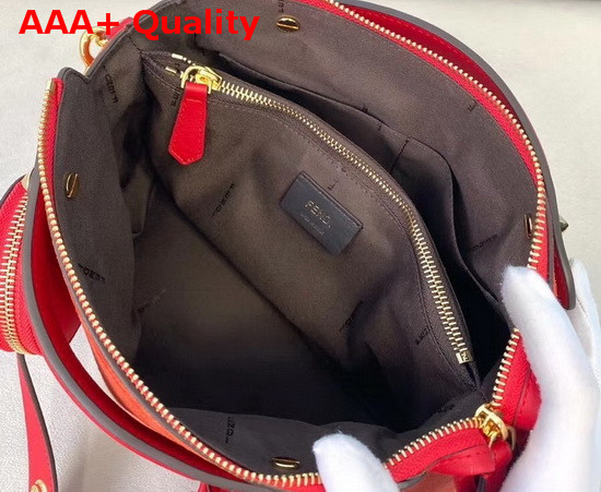 Fendi By The Way Medium Red Suede Leather Boston Bag Replica