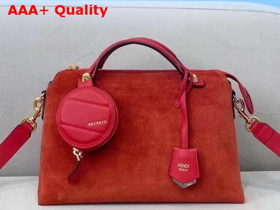 Fendi By The Way Medium Red Suede Leather Boston Bag Replica