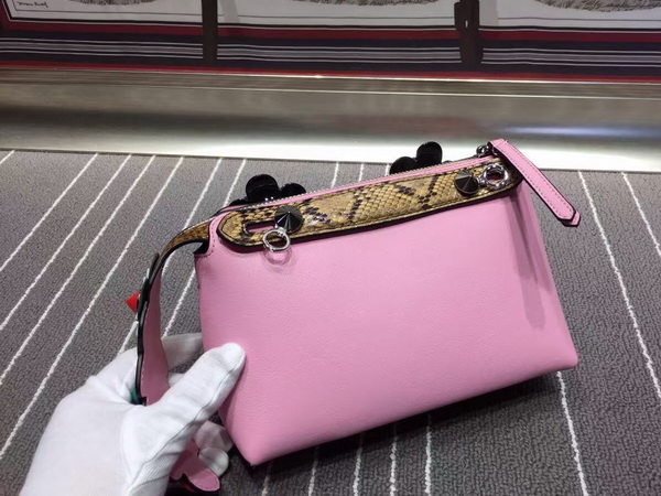 Fendi By The Way Mini Leather And Python Floral Applique Satchel Pink for Sale