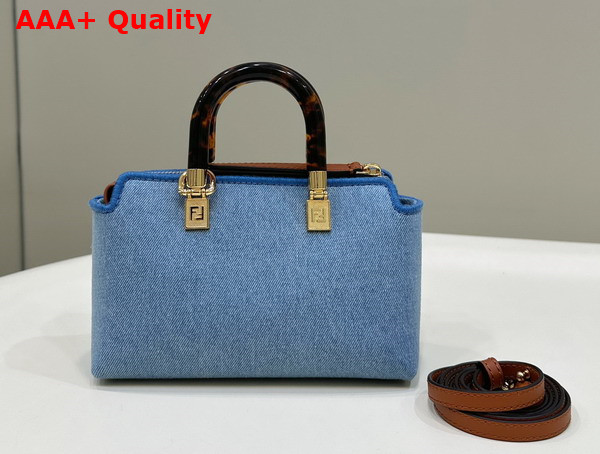 Fendi By The Way Mini Light Blue Denim Small Boston Bag Replica