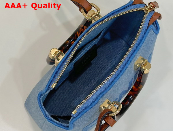 Fendi By The Way Mini Light Blue Denim Small Boston Bag Replica