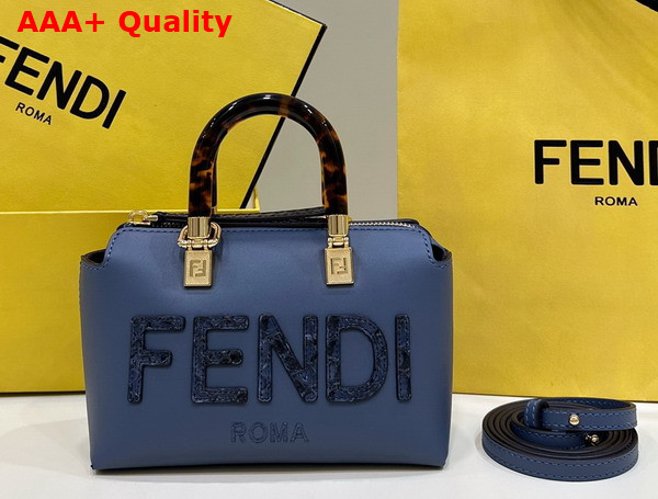 Fendi By The Way Mini Small Blue Leather and Elaphe Boston Bag Replica