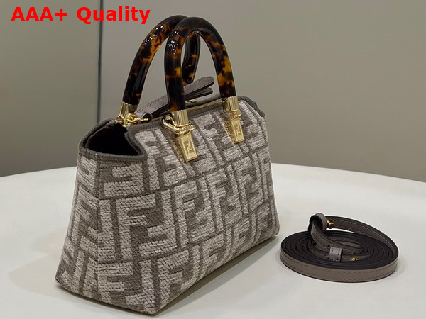 Fendi By The Way Mini Small Boston Bag in Dove Gray Tapestry Fabric Replica