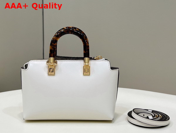 Fendi By The Way Mini Small White Leather and Elaphe Boston Bag Replica