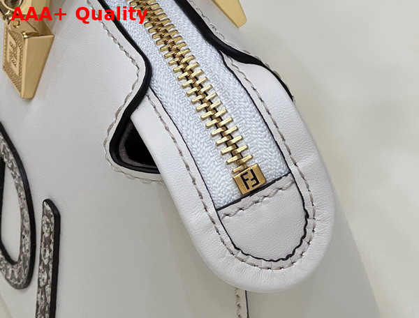 Fendi By The Way Mini Small White Leather and Elaphe Boston Bag Replica