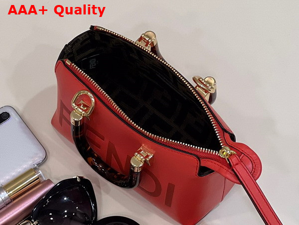 Fendi By the Way Mini Red Leather Small Boston Bag Replica