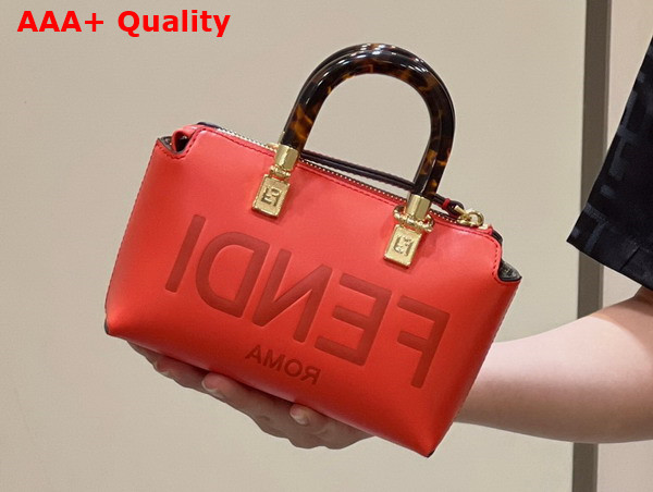 Fendi By the Way Mini Red Leather Small Boston Bag Replica