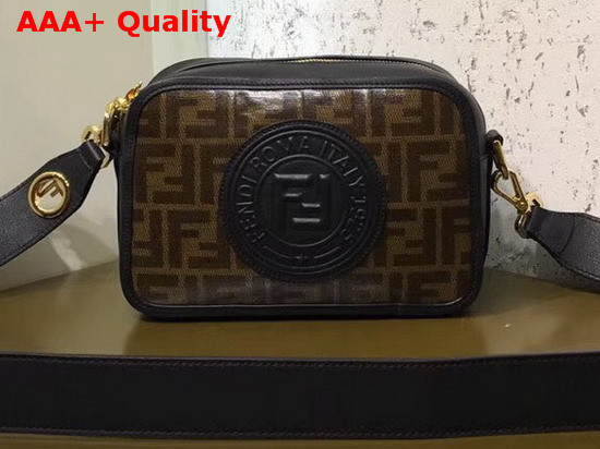 Fendi Camera Case with Fendi Stamp Patches Glazed Fabric with FF Motif Replica