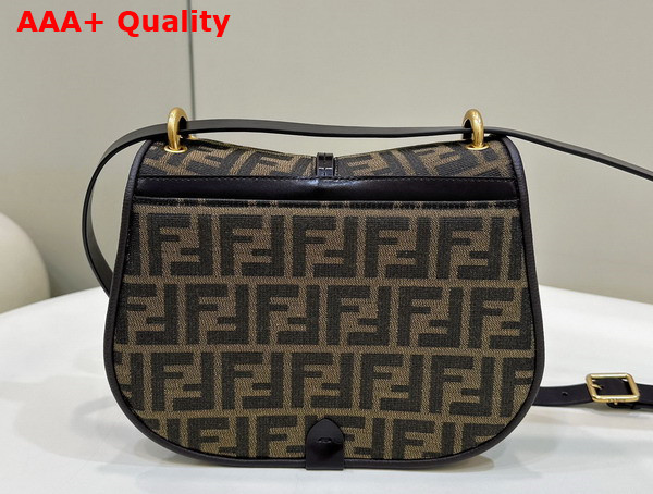 Fendi Cmon Medium Brown FF Jacquard Fabric and Leather Bag Replica