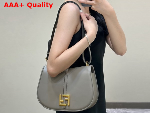 Fendi Cmon Medium Dove Grey Smooth Leather and Full Grain Leather Bag Replica