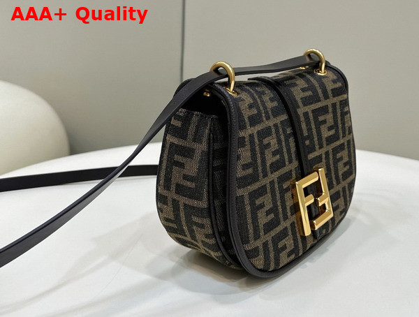 Fendi Cmon Small Brown FF Jacquard Fabric and Leather Bag Replica